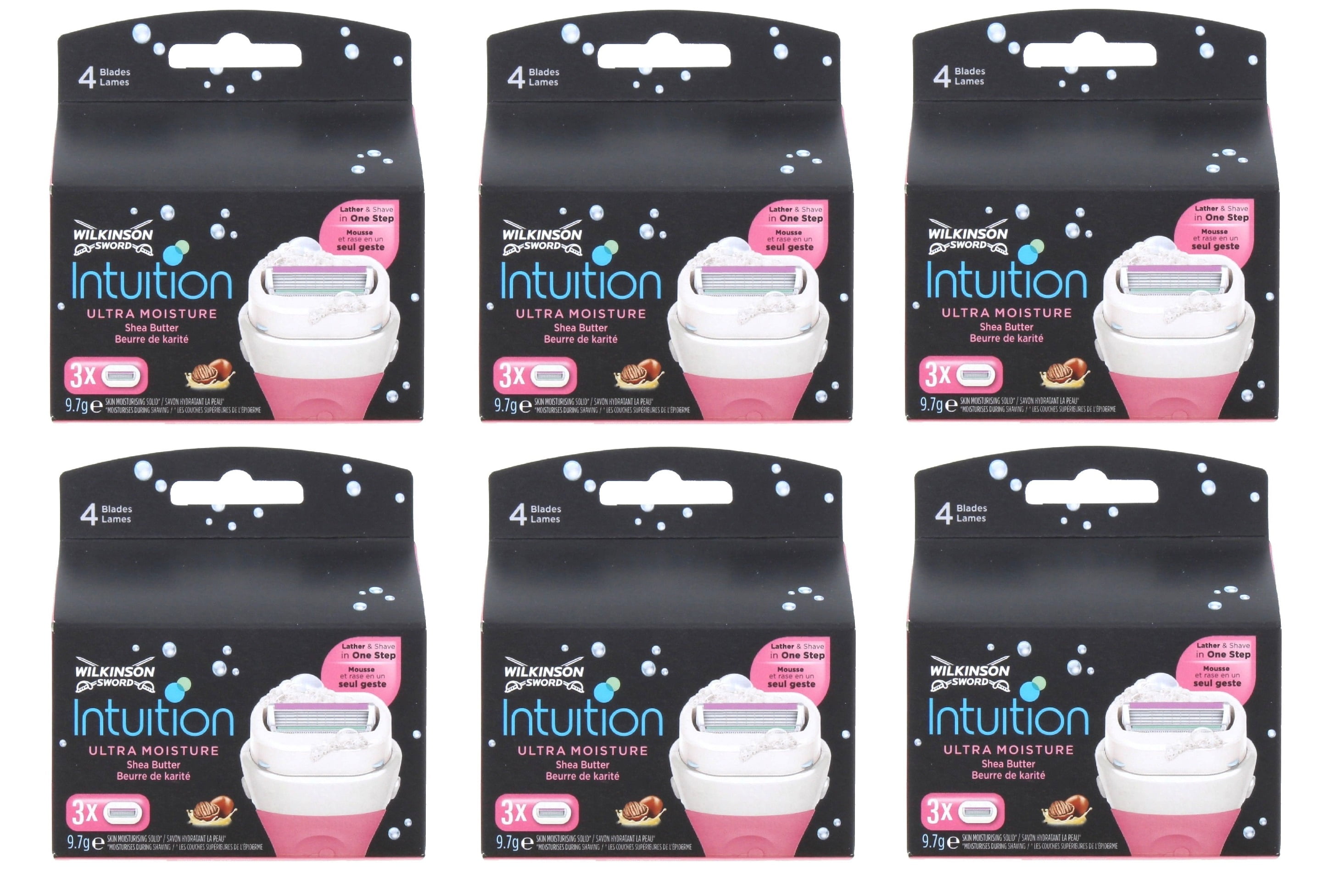 Wilkinson by Schick Intuition Ultra Moisture Shea Butter Refill Blade Cartridges, 3 Count (Pack of 6)