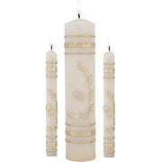 CB Church Supply Hand Crafted Wedding Candle Set by Will & Baumer, Set of 3, Flowers & Rings