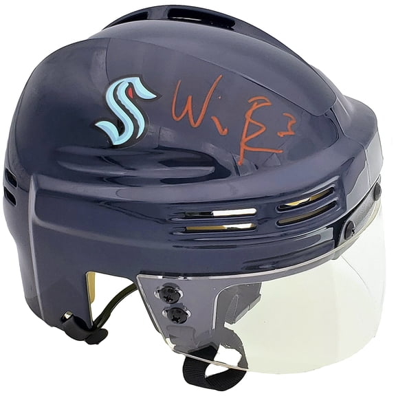 Will Borgen Autographed Seattle Kraken Blue Mini Helmet Fanatics Holo 200305