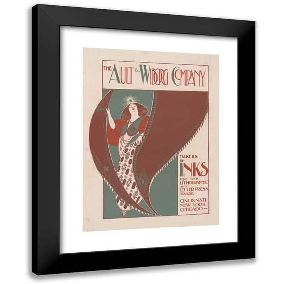 Will Bradley 11x14 Black Modern Framed Museum Art Print Titled - Ault and Wiborg, Ad. 138 (1890-1913)