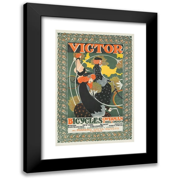 Will Bradley 11x14 Black Modern Framed Museum Art Print Titled - Victor Bicycles (1896)