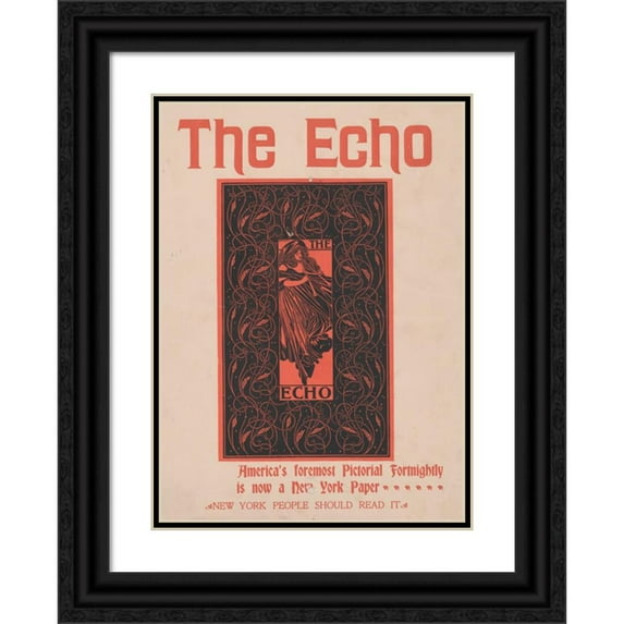 Will Bradley 14x18 Black Ornate Wood Framed Double Matted Museum Art Print Titled - The Echo (1890)