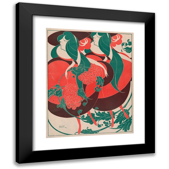 Will Bradley 15x18 Black Modern Framed Museum Art Print Titled - The Twins (1894)