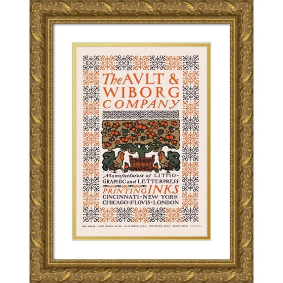 Will Bradley 18x24 Gold Ornate Framed and Double Matted Museum Art Print Titled - The Ault and Wiborg Company (ca. 1890-1920)