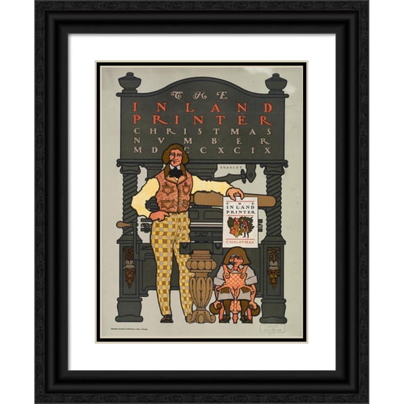 Will Bradley 19x24 Black Ornate Framed Double Matted Museum Art Print Titled: The Inland Printer. Christmas Number Mdccxcix (1894-1896)