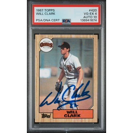 Will Clark 1987 Topps San Francisco Giants Signed Baseball RC Rookie Card #420 PSA 4 Auto 10 Cert #138941674