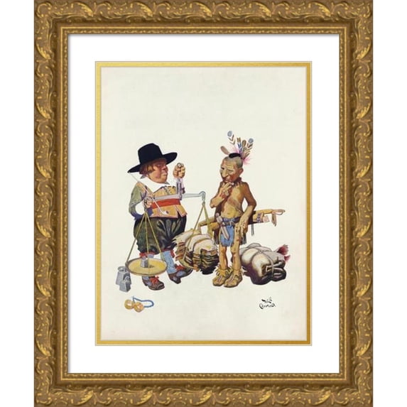 Will Crawford 15x18 Gold Ornate Wood Frame and Double Matted Museum Art Print Titled - The Great White Weigh (1910)