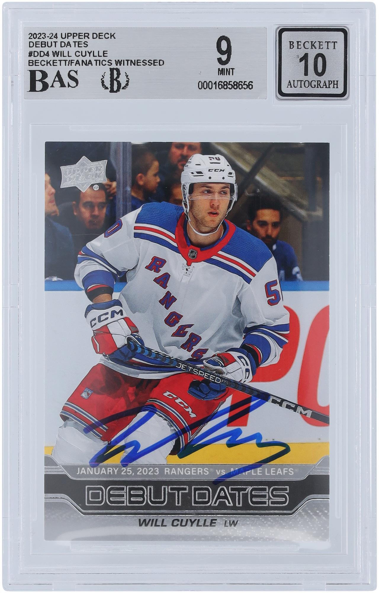 Will Cuylle New York Rangers Autographed 202324 Upper Deck Debut Dates