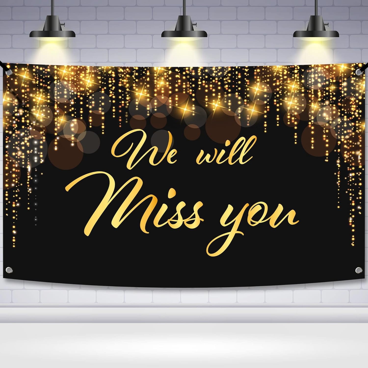 Floral Design Farewell Banner Elegant Style We Will Miss You Goodbye Decoration for Retirement Party Office Celebration Goodbye Event