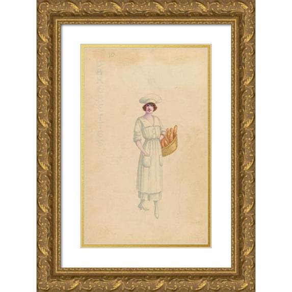 Will R. Barnes 10x14 Gold Ornate Wood Frame and Double Matted Museum Art Print Titled - Bakerettes, 10 (1912 - 1924)
