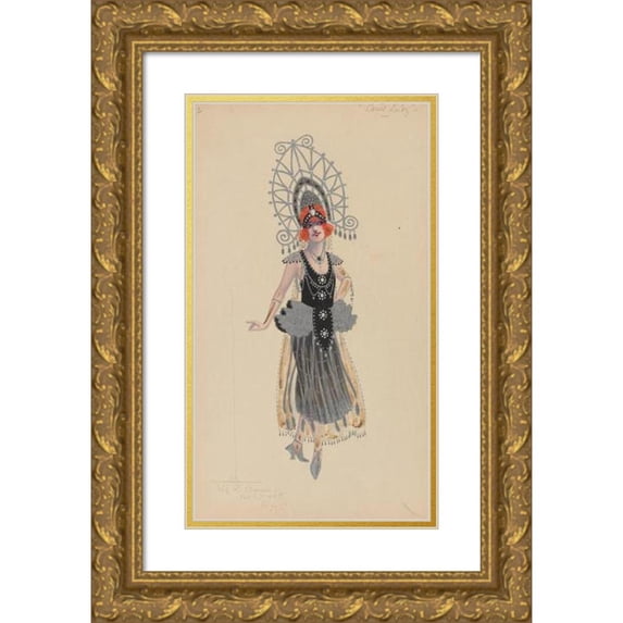 Will R. Barnes 10x14 Gold Ornate Wood Frame and Double Matted Museum Art Print Titled - Court Lady (1912 - 1924)