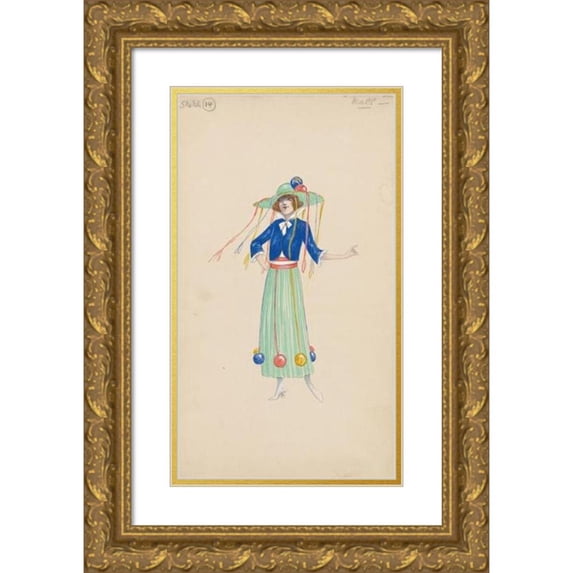 Will R. Barnes 10x14 Gold Ornate Wood Frame and Double Matted Museum Art Print Titled - Mass-Sketch 14 (1915)