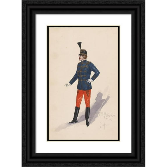 Will R. Barnes 11x14 Black Ornate Wood Framed Double Matted Museum Art Print Titled: Officer Costume (1914)