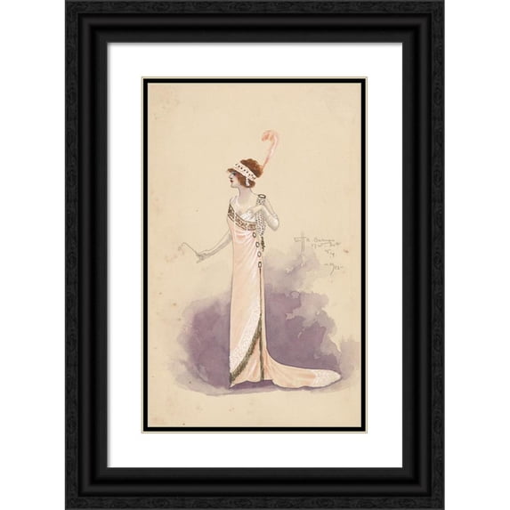 Will R. Barnes 11x14 Black Ornate Wood Framed Double Matted Museum Art Print Titled: Untitled (1912)