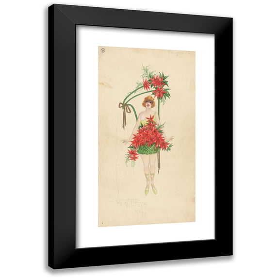 Will R. Barnes 11x18 Black Modern Framed Museum Art Print Titled - 8-Poinsettias (1919 - 1920)