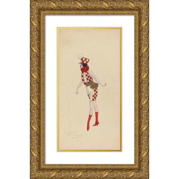 Will R. Barnes 11x18 Gold Ornate Wood Frame and Double Matted Museum Art Print Titled - 86-Checkboards (1912 - 1924)