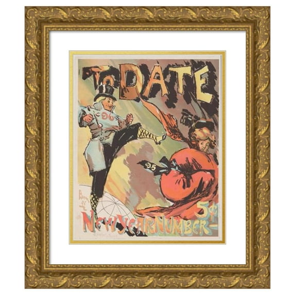 Will R. Barnes 12x14 Gold Ornate Wood Frame and Double Matted Museum Art Print Titled - To Date, New Year, Number (1895)