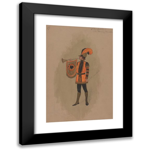 Will R. Barnes 13x18 Black Modern Framed Museum Art Print Titled - 2 Trumpeters (Burning Mountain) (1912 - 1924)