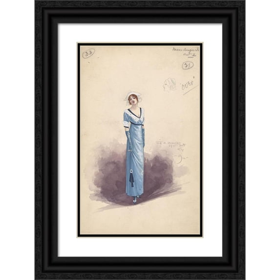Will R. Barnes 13x18 Black Ornate Wood Framed Double Matted Museum Art Print Titled - 6th Folies Girl-Act I (1912)