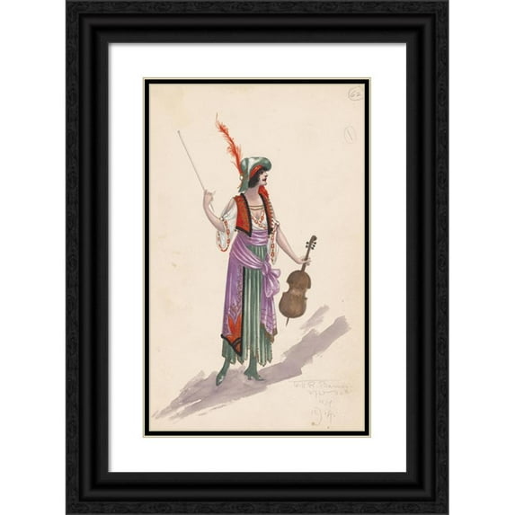 Will R. Barnes 13x18 Black Ornate Wood Framed Double Matted Museum Art Print Titled - Woman's Costume (1914)