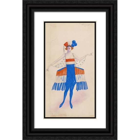 Will R. Barnes 14x24 Black Ornate Framed Double Matted Museum Art Print Titled: Costume for Girls in Red, White, and Blue (1922)