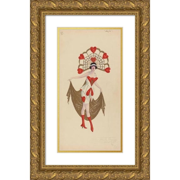Will R. Barnes 14x24 Gold Ornate Framed and Double Matted Museum Art Print Titled - 81-Hearts (1912 - 1924)