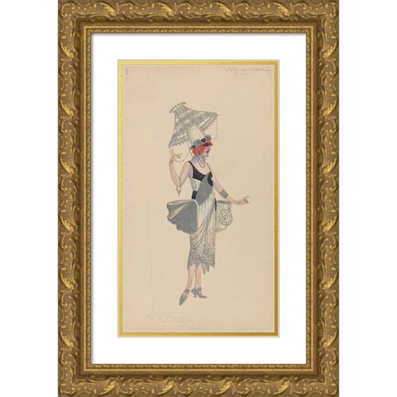 Will R. Barnes 15x24 Gold Ornate Framed and Double Matted Museum Art Print Titled - Lady-In-Waiting (1912 - 1924)