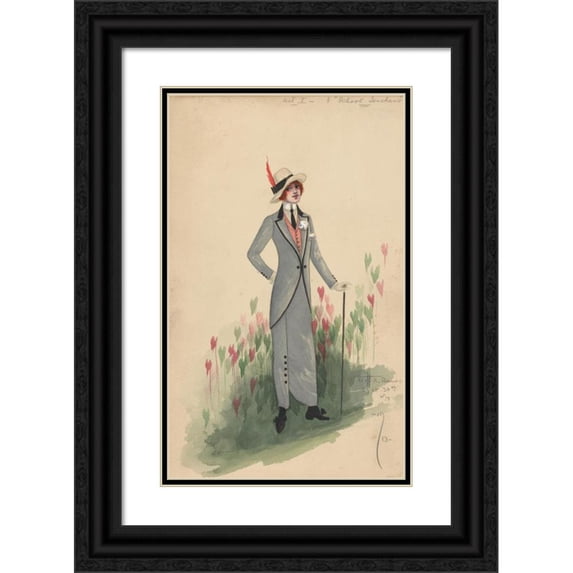 Will R. Barnes 16x24 Black Ornate Framed Double Matted Museum Art Print Titled: Act I-8 School Teachers (1913)
