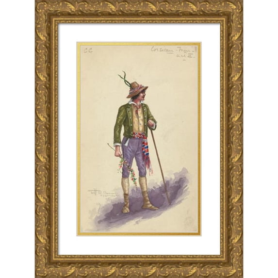 Will R. Barnes 17x24 Gold Ornate Framed and Double Matted Museum Art Print Titled - Cc-Corsican Men-Act II (1913)