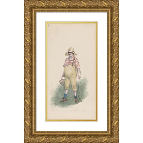 Will R. Barnes 9x14 Gold Ornate Wood Frame and Double Matted Museum Art Print Titled - Country Kid (1922 - 1923)