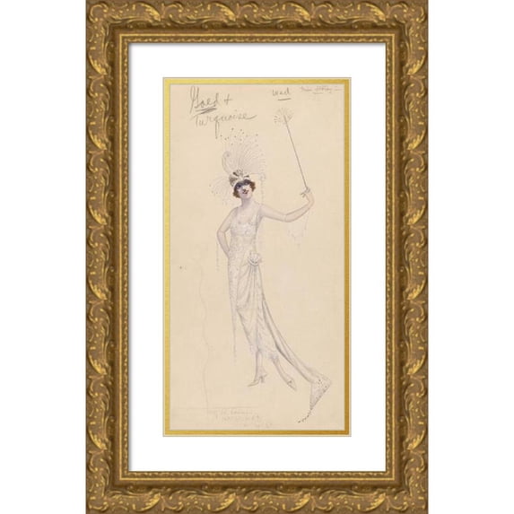 Will R. Barnes 9x14 Gold Ornate Wood Frame and Double Matted Museum Art Print Titled - Miss Storey (1920)