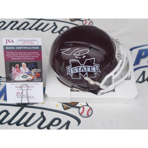 Will Rogers signed autographed Misssissippi State MSU Bulldogs mini speed helmet JSA COA