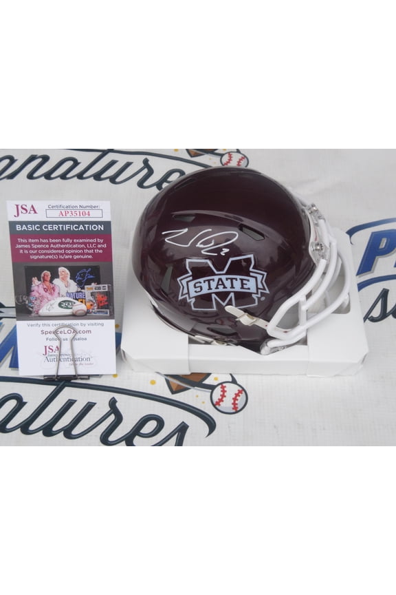Will Rogers signed autographed Misssissippi State MSU Bulldogs mini speed helmet JSA COA