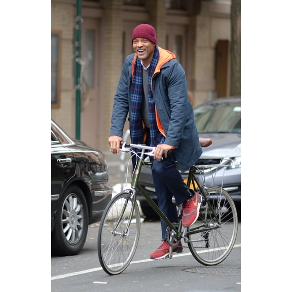 Will Smith, Riding A Bicycle, On Location Film Shoot For Collateral Beauty Filming On Location, , New York, Ny March 31, 2016. Photo By Kristin CallahanEverett Collection Celebrity (8 x 10)