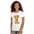 thumbnail image 1 of Will Trade Sister for Pizza Joke Womens Slim Fit Graphic Tee Brisco Brands L, 1 of 5