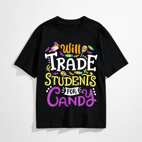 Will Trade Students For Candy Teacher Cute Halloween Costume T-Shirt
