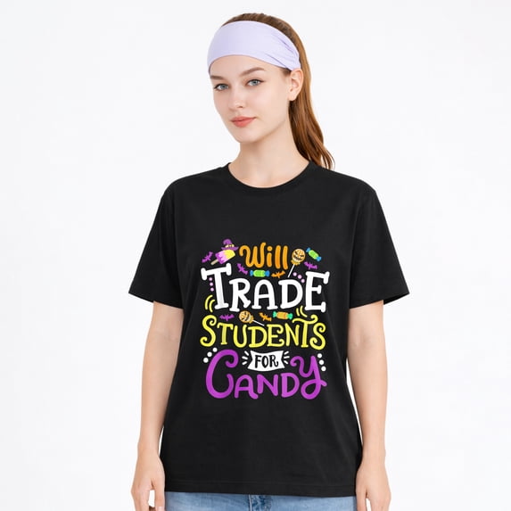 Will Trade Students For Candy Teacher Cute Halloween Costume T-Shirt