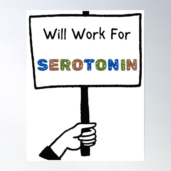 Will Work For Serotonin Poster Wall Art, Modern Wall Decor, 16x24 UNFRAMED