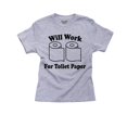 thumbnail image 1 of Will Work For Toilet Paper Pandemic Humor Design Youth Cotton Grey T-Shirt, 1 of 2