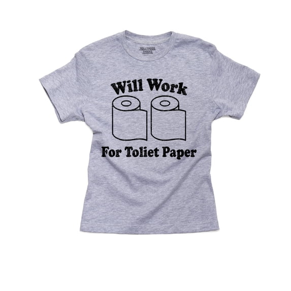 Will Work For Toilet Paper Pandemic Humor Design Youth Cotton Grey T-Shirt