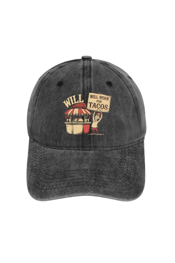 Will Work for Tacos Hat Adjustable Funny Fashion Unisex Baseball Cap For Men Women