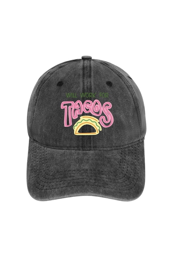 Will Work for Tacos Hat Adjustable Funny Fashion Unisex Baseball Cap For Men Women