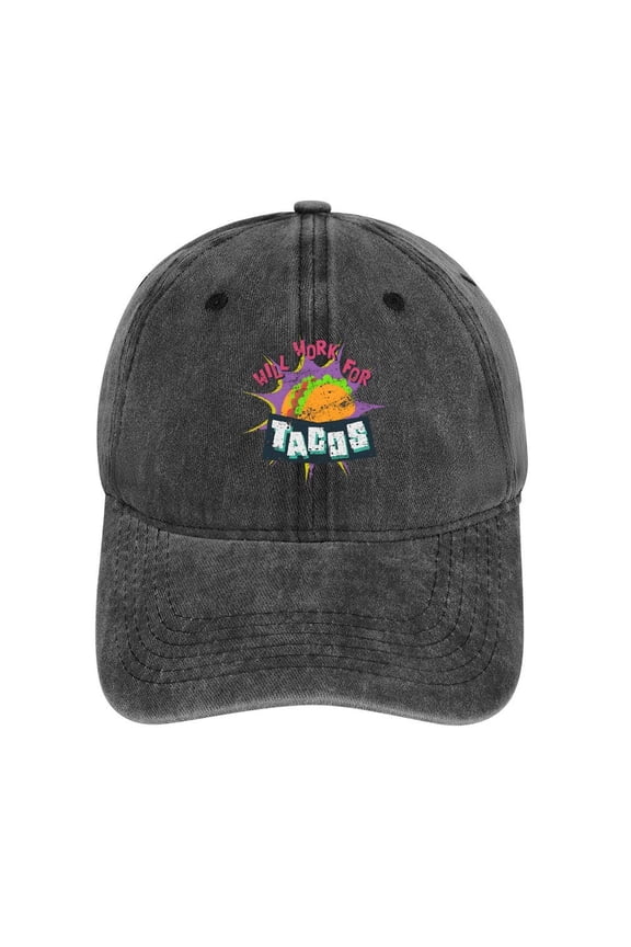 Will Work for Tacos Hat Adjustable Funny Fashion Unisex Baseball Cap For Men Women