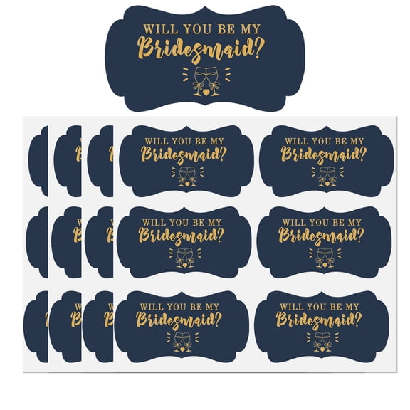 Will You Be My Bridesmaid Labels,Blue Bridesmaid Invitations,Wedding Favor Gift Labels Stickers,2x1.25 inch,120Pcs Bridal Shower Party Labels