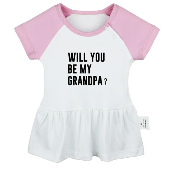Will You Be My GRANDPA Pregnancy Announcement Dresses For Baby, Newborn Babies Skirts, Infant Princess Dress, 0-24M Kids Graphic Clothes (Pink Raglan Dresses, 0-6 Months)