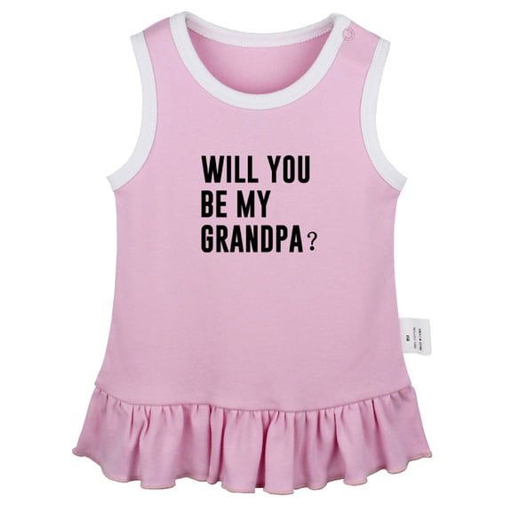 Will You Be My GRANDPA Pregnancy Announcement Dresses For Baby, Newborn Babies Skirts, Infant Princess Dress, 0-24M Kids Graphic Clothes (Pink Sleeveless Dresses, 6-12 Months)