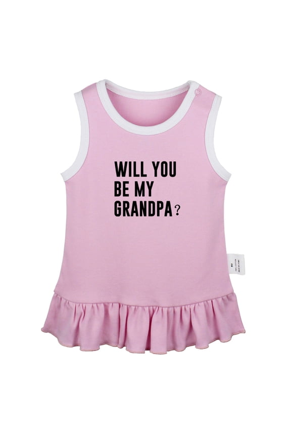 Will You Be My GRANDPA Pregnancy Announcement Dresses For Baby, Newborn Babies Skirts, Infant Princess Dress, 0-24M Kids Graphic Clothes (Pink Sleeveless Dresses, 18-24 Months)