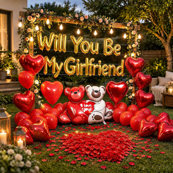 Will You Be My Girlfriend Balloon Set Romantic Proposal Decoration