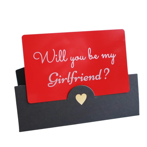 Will You Be My Girlfriend?, Christmas Thoughtful Gifts for Her, Red Romantic proposal card with Black envelope, Simple and Powerful card C113