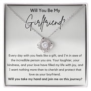 Will You Be My Girlfriend? ProposalFor Female - Necklace, Gold Love Knot Necklace